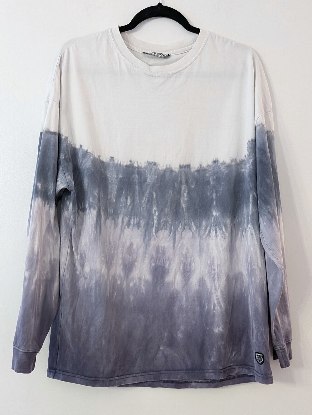 Onitsuka Tiger Tie Dye Dip Dye Long Sleeve Shirt Tiger Logo Grey Purple